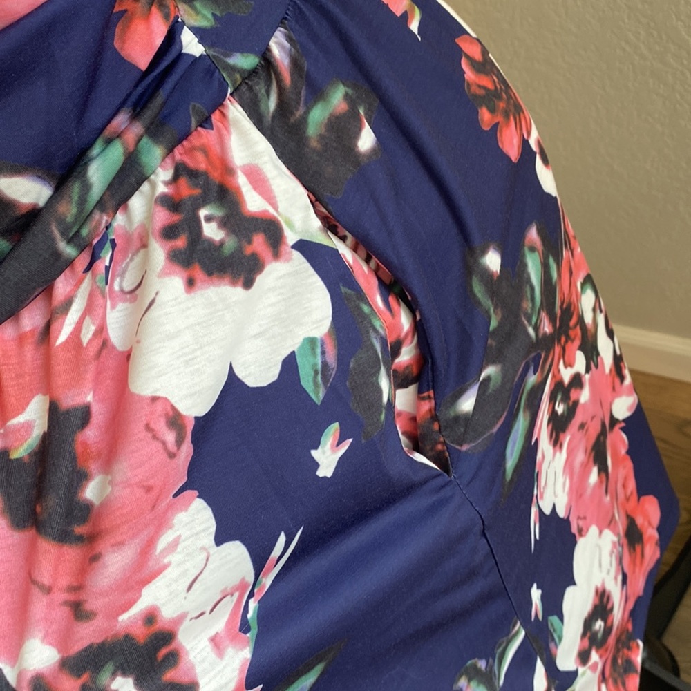 Ouges Navy Floral Dress Size Large - image 3